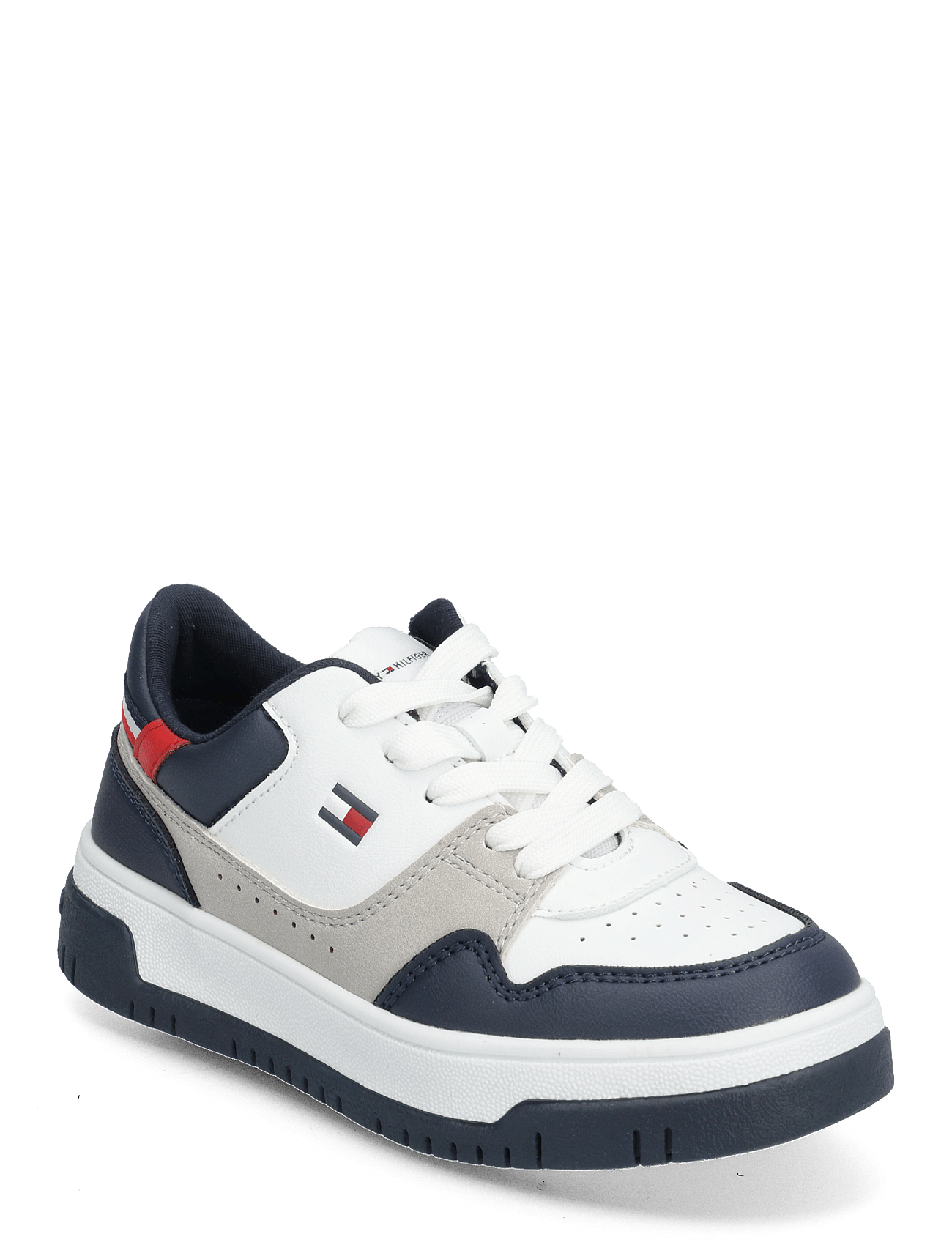 LOW CUT LACE-UP SNEAKER - WHITE/BLUE