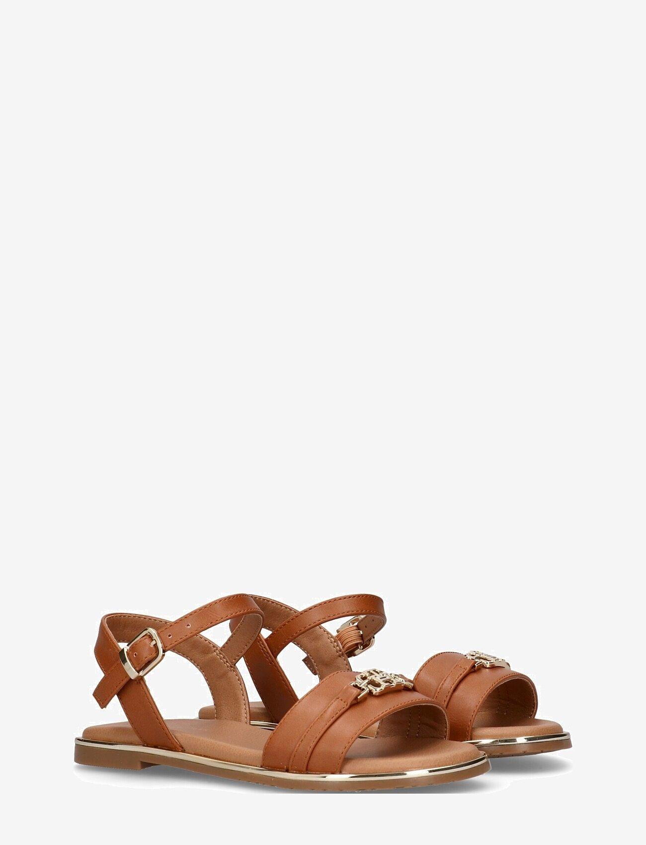 Tommy Hilfiger - Girls sandals with Tommy Hilfiger golden accessory - sandaalit - cognac - 0