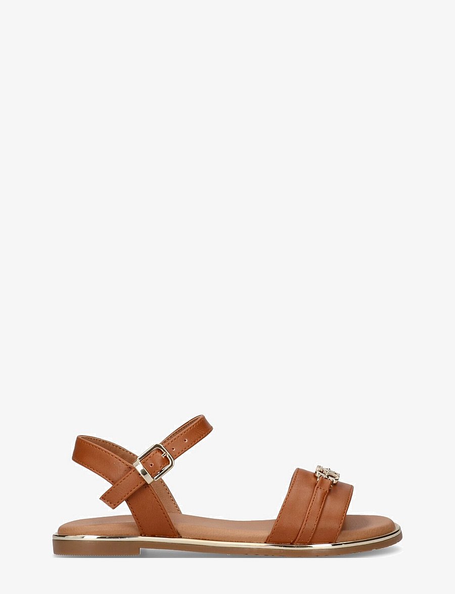 Tommy Hilfiger - Girls sandals with Tommy Hilfiger golden accessory - cognac - 1
