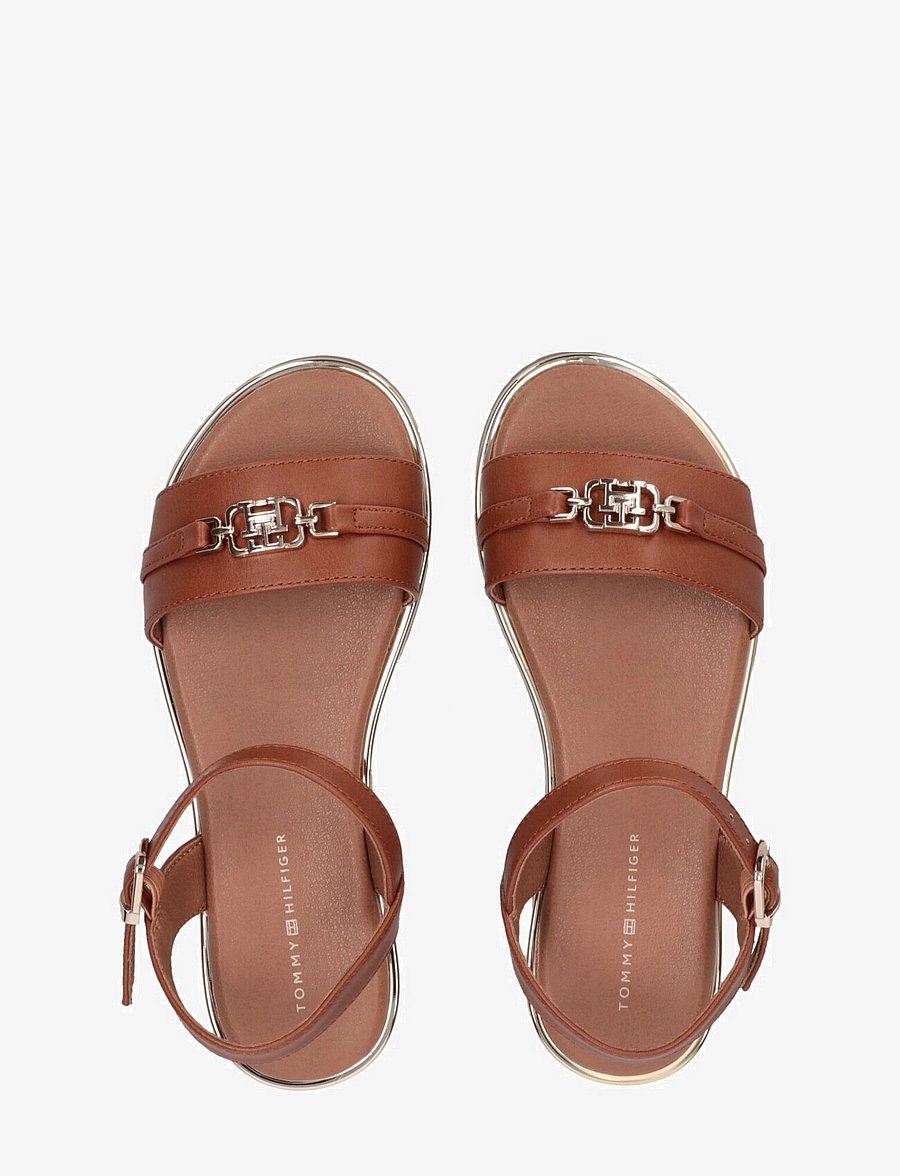 Tommy Hilfiger - Girls sandals with Tommy Hilfiger golden accessory - cognac - 2