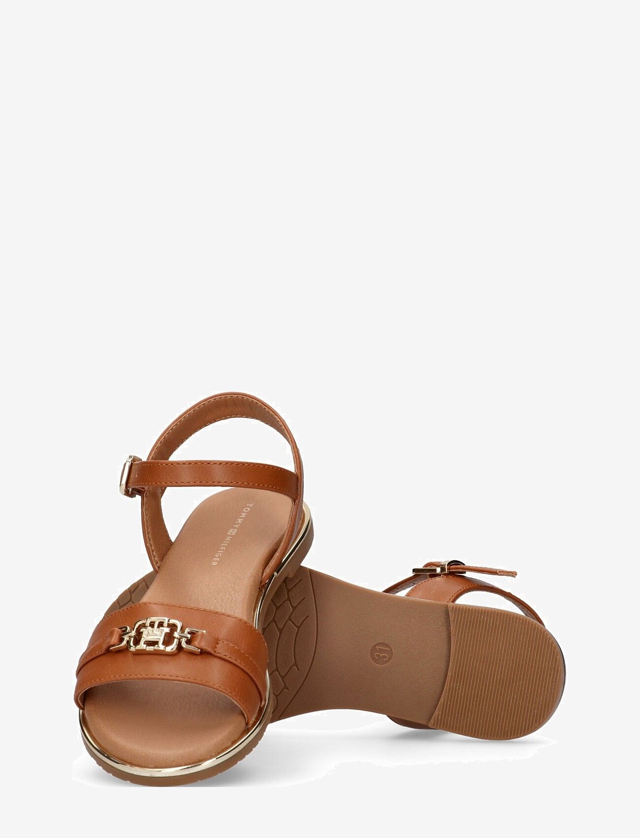 Tommy Hilfiger - Girls sandals with Tommy Hilfiger golden accessory - sandaalit - cognac - 3