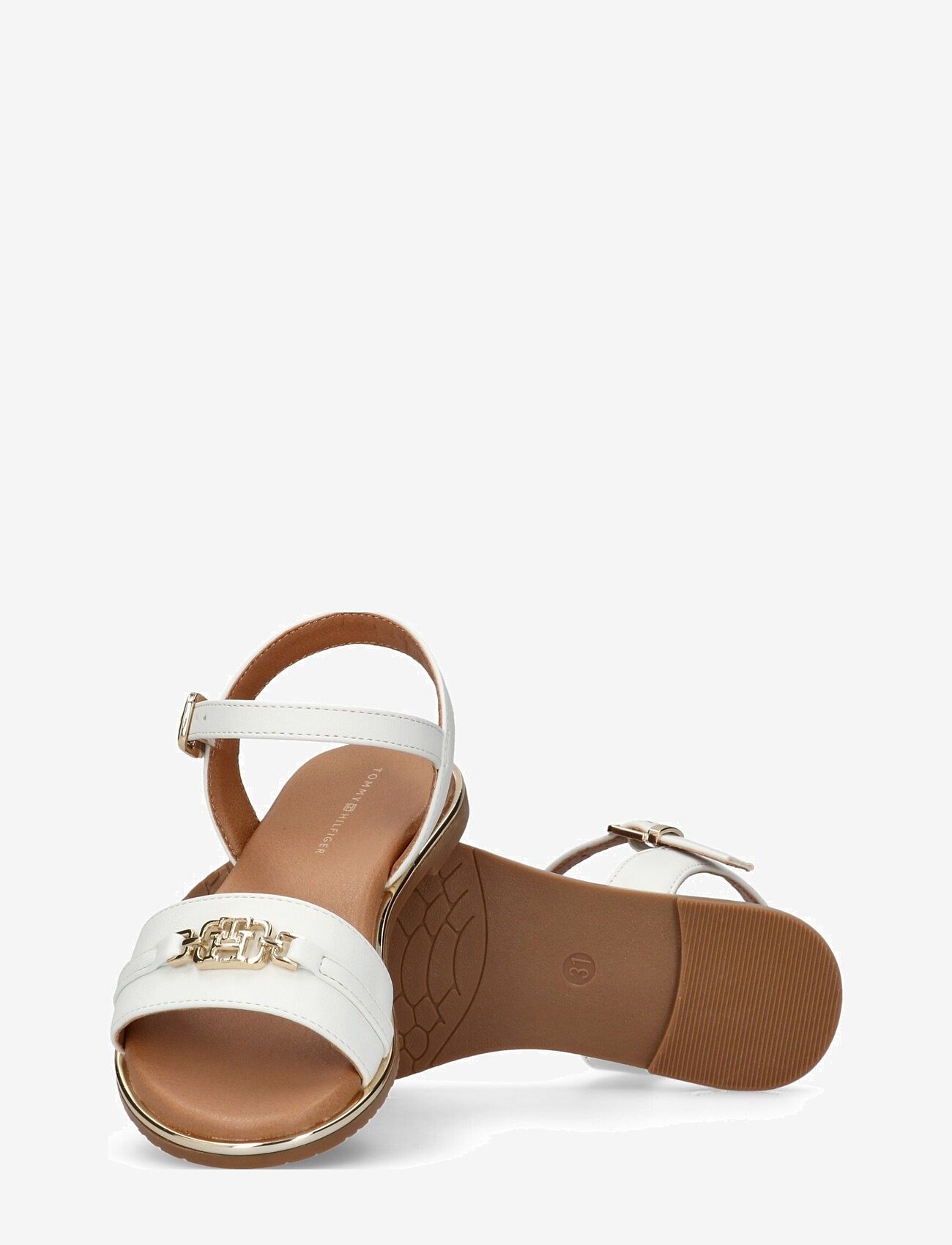 Tommy Hilfiger - Girls sandals with Tommy Hilfiger golden accessory - sandaler - white - 3