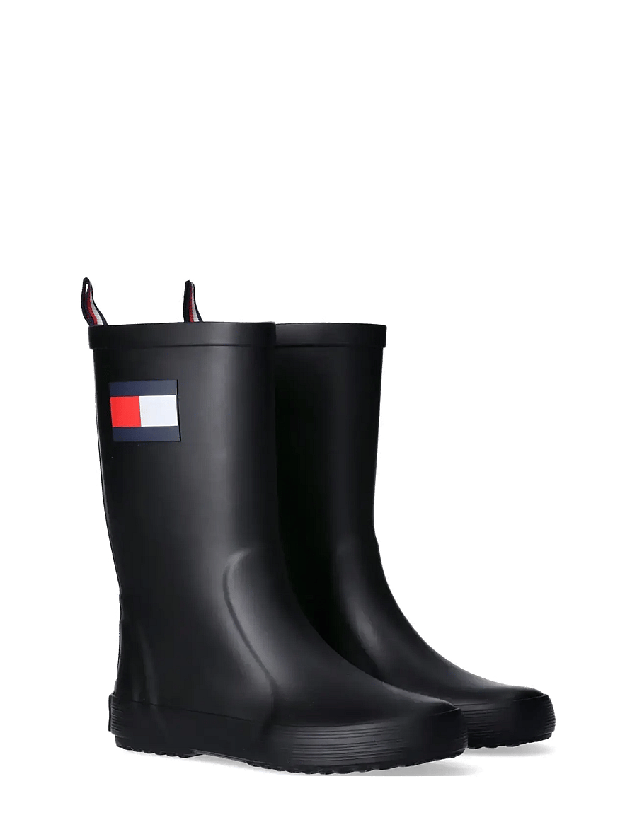Tommy Hilfiger - FLAG RAIN BOOT BLACK - gummistøvler uden for - black - 0