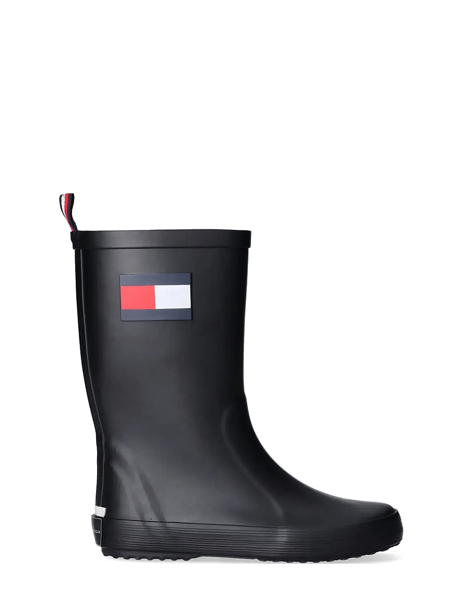 Tommy Hilfiger - FLAG RAIN BOOT BLACK - ungefütterte gummistiefel - black - 1