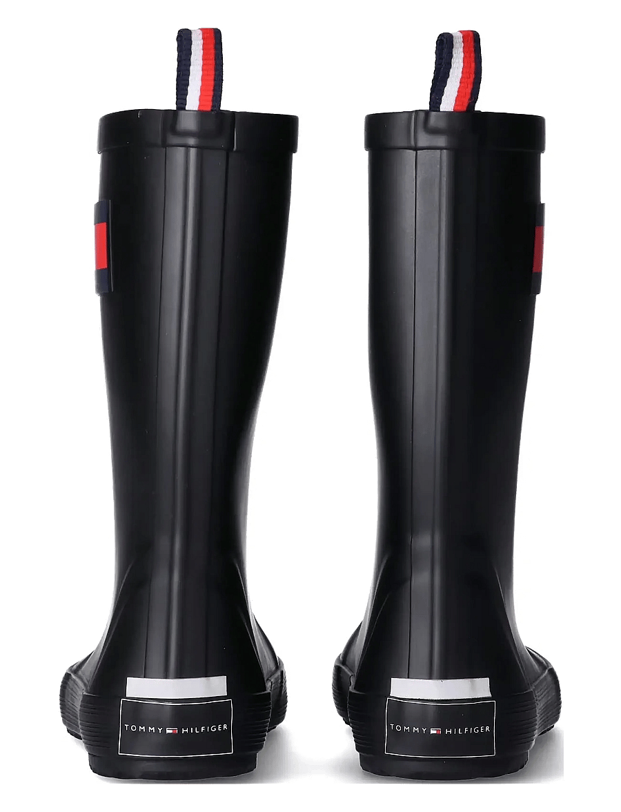 Tommy Hilfiger - FLAG RAIN BOOT BLACK - ungefütterte gummistiefel - black - 4