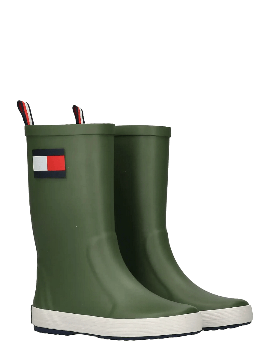 Tommy Hilfiger - FLAG RAIN BOOT BLACK - gummistøvler uden for - military green - 0