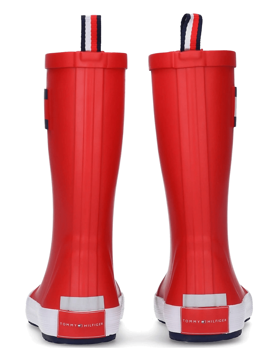 Tommy Hilfiger - FLAG RAIN BOOT BLACK - voodrita kummikud - red - 4