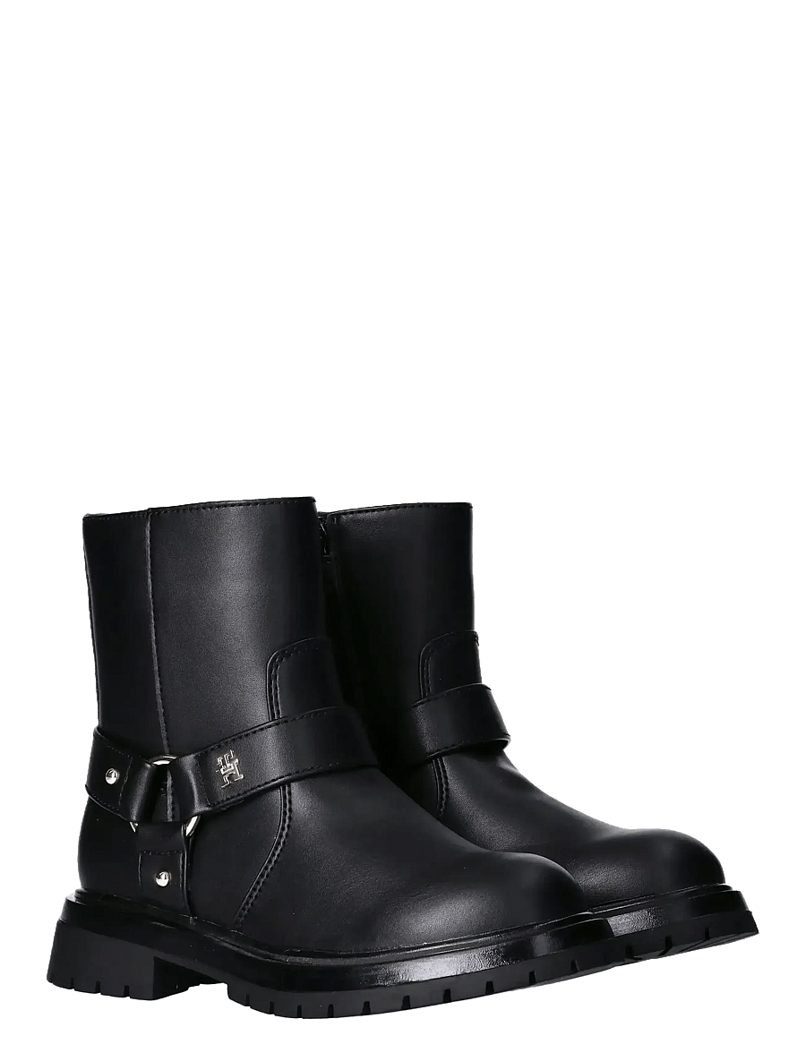 Tommy Hilfiger - TOMMY HILFIGER BOOTIES FAUX LEATHER - bottes - black - 0