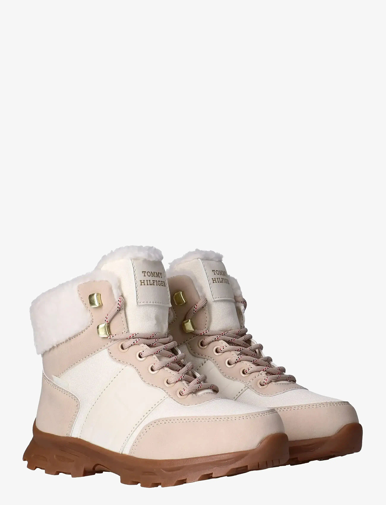Tommy Hilfiger - TOMMY HILFIGER FUR BOOTS FAUX NUBUCK/NYLON FABRIC - vinterstøvler - beige/off white - 0