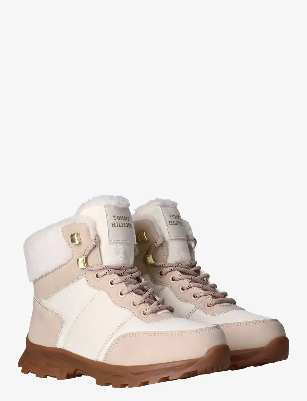 Tommy Hilfiger - TOMMY HILFIGER FUR BOOTS FAUX NUBUCK/NYLON FABRIC - vinterstövlar - beige/off white - 0
