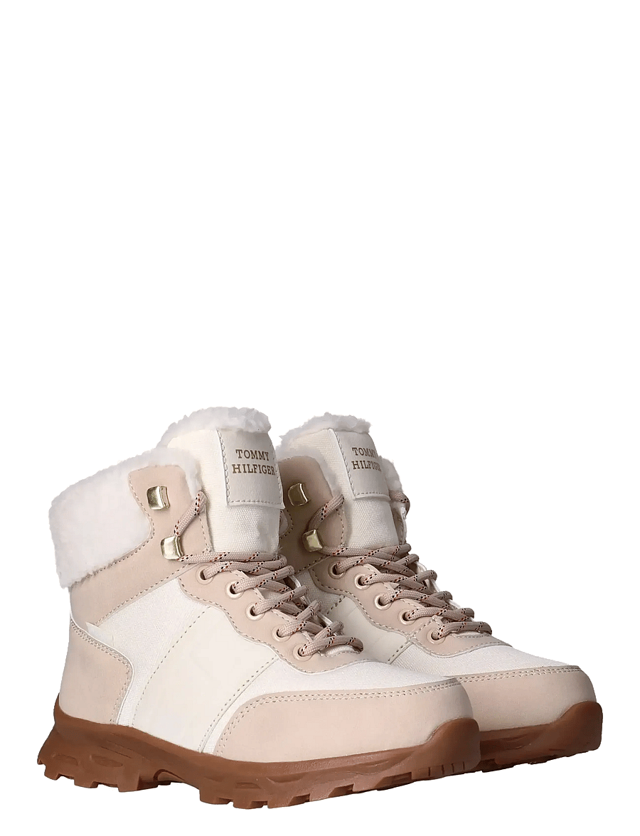 Tommy Hilfiger - TOMMY HILFIGER FUR BOOTS FAUX NUBUCK/NYLON FABRIC - bottes d'hiver - beige/off white - 0