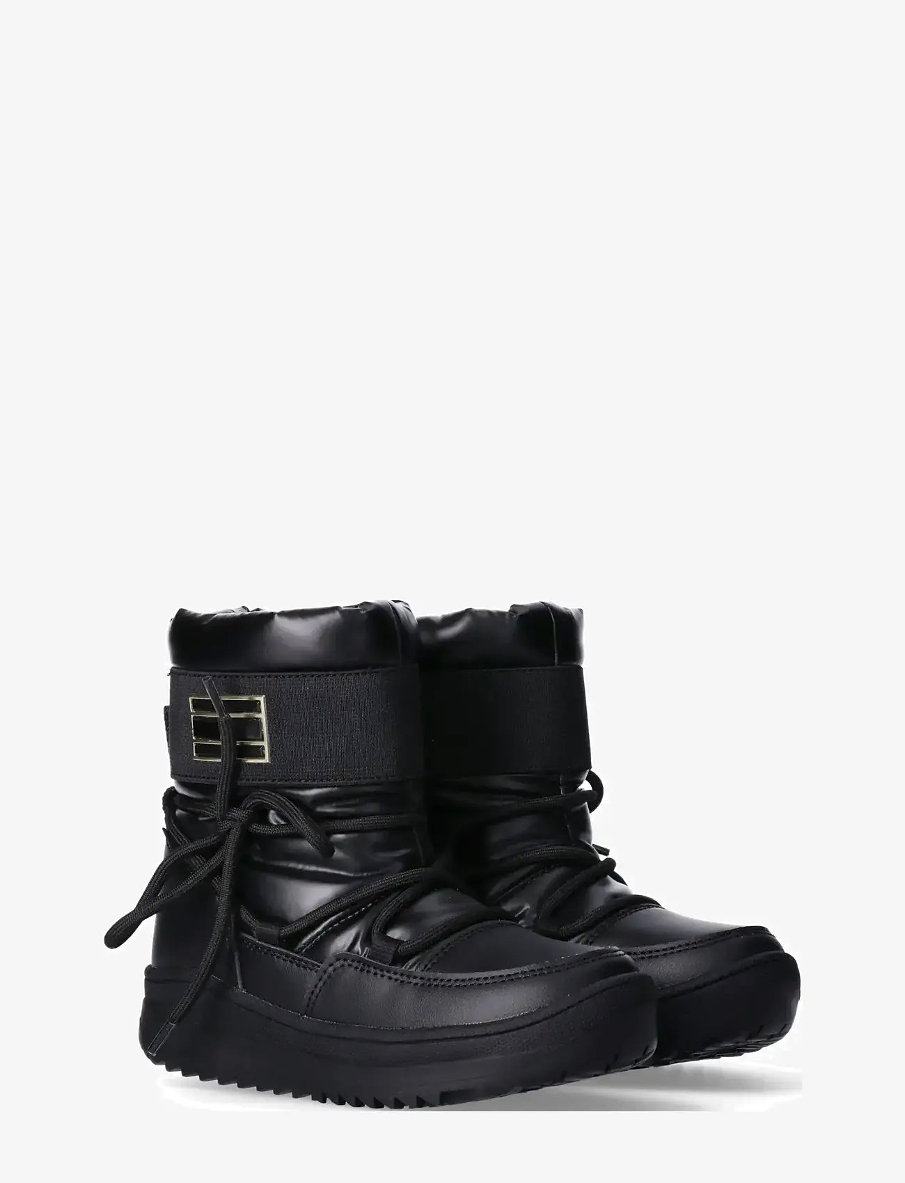 Tommy Hilfiger - TOMMY HILFIGER SNOW BOOTS FAUX LEATHER/NYLON FABRIC - vinterstøvler - black - 0