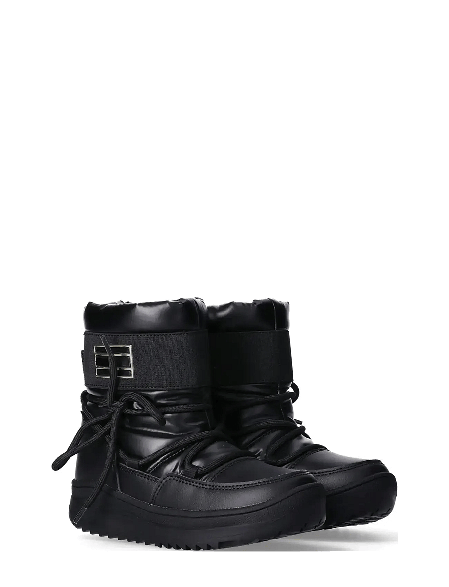 Tommy Hilfiger - TOMMY HILFIGER SNOW BOOTS FAUX LEATHER/NYLON FABRIC - bottes d'hiver - black - 0
