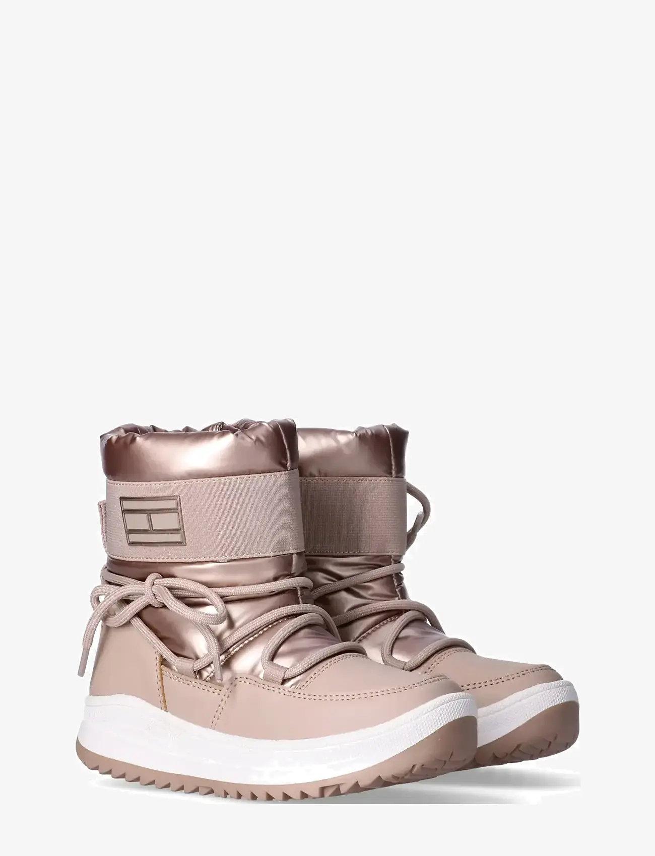 Tommy Hilfiger - TOMMY HILFIGER SNOW BOOTS FAUX LEATHER/NYLON FABRIC - vinterstøvler - bronze - 0