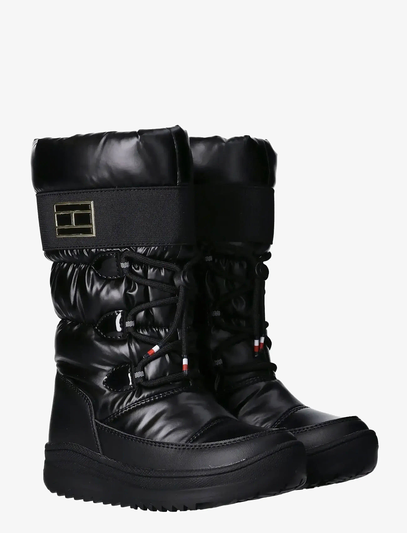 Tommy Hilfiger - TOMMY HILFIGER SNOW BOOTS FAUX LEATHER/NYLON FABRIC - varmfodrade skor - black - 0
