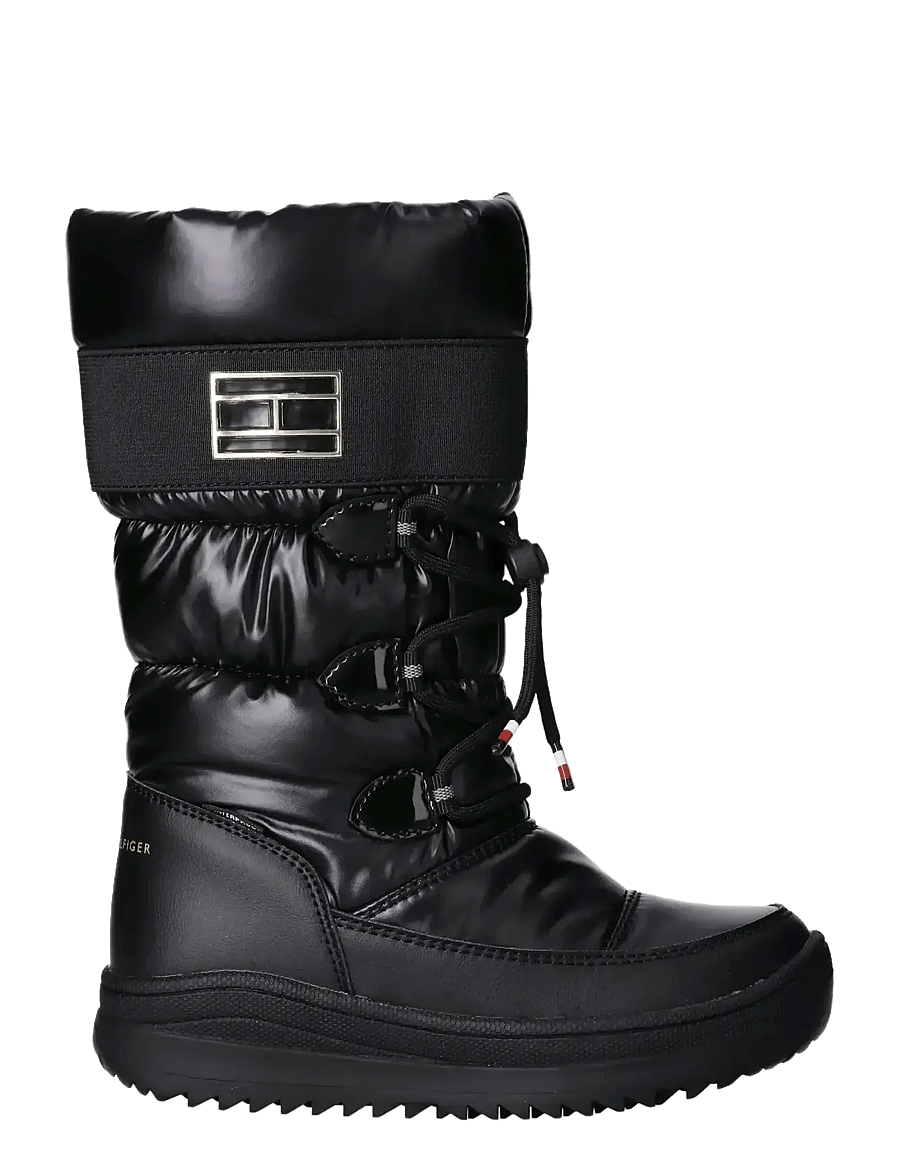 Tommy Hilfiger - TOMMY HILFIGER SNOW BOOTS FAUX LEATHER/NYLON FABRIC - des chaussures d'hiver - black - 1