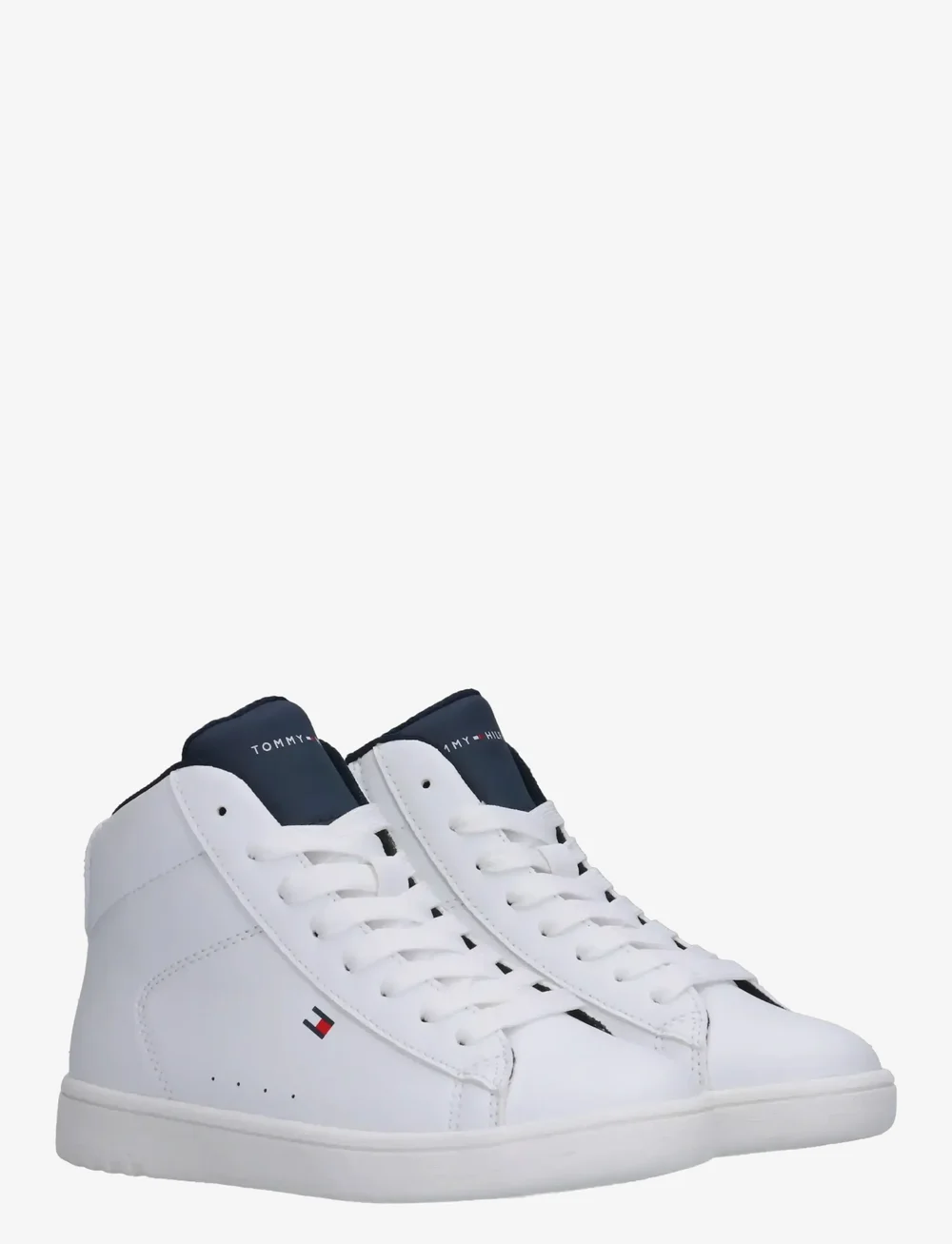 Tommy Hilfiger - TOMMY HILFIGER HIGH TOP LACE UP SNEAKERS FAUX LEATHER - höga sneakers - white/blue - 0