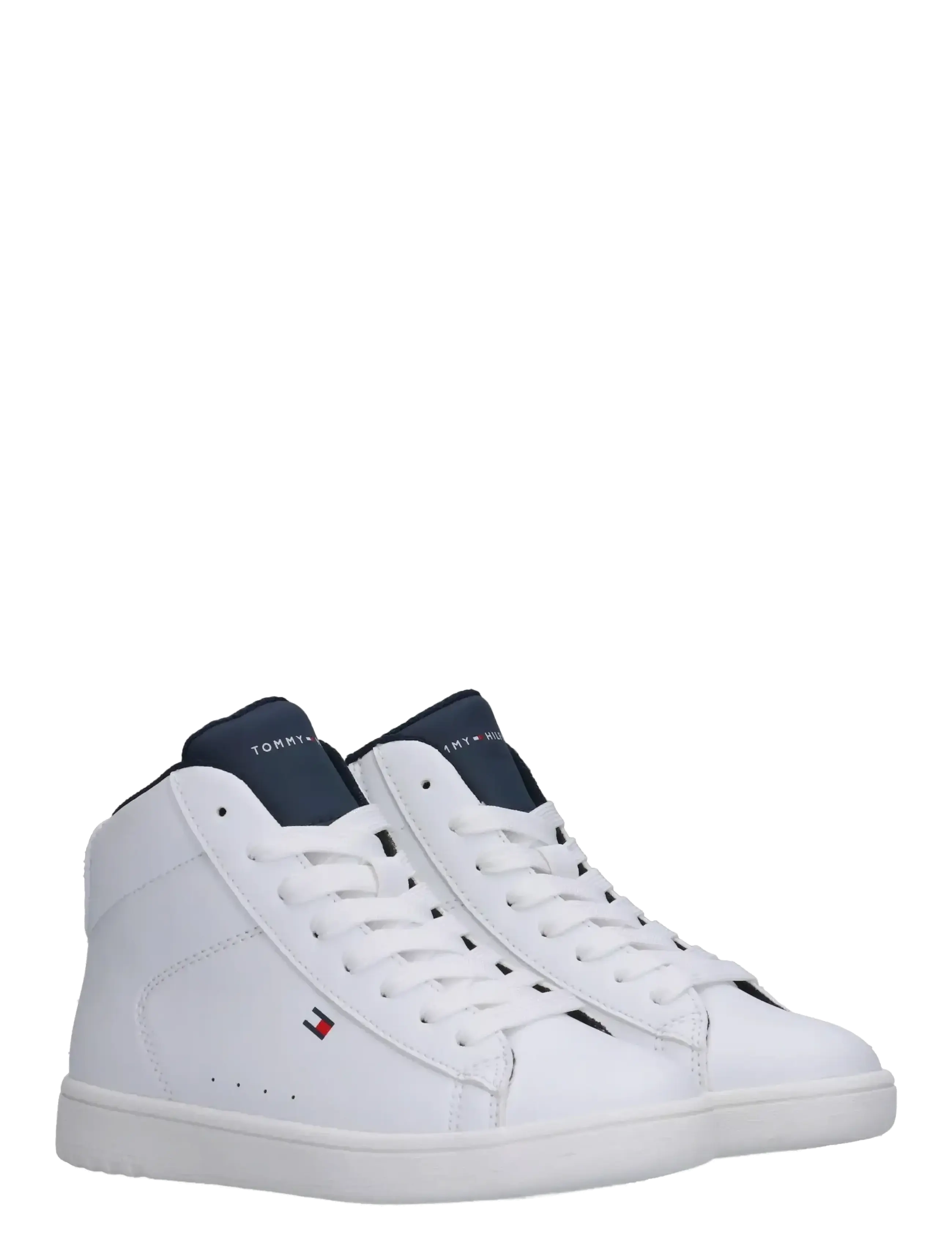 Tommy Hilfiger TOMMY HILFIGER HIGH TOP LACE UP SNEAKERS FAUX LEATHER - Sko - WHITE/BLUE / white