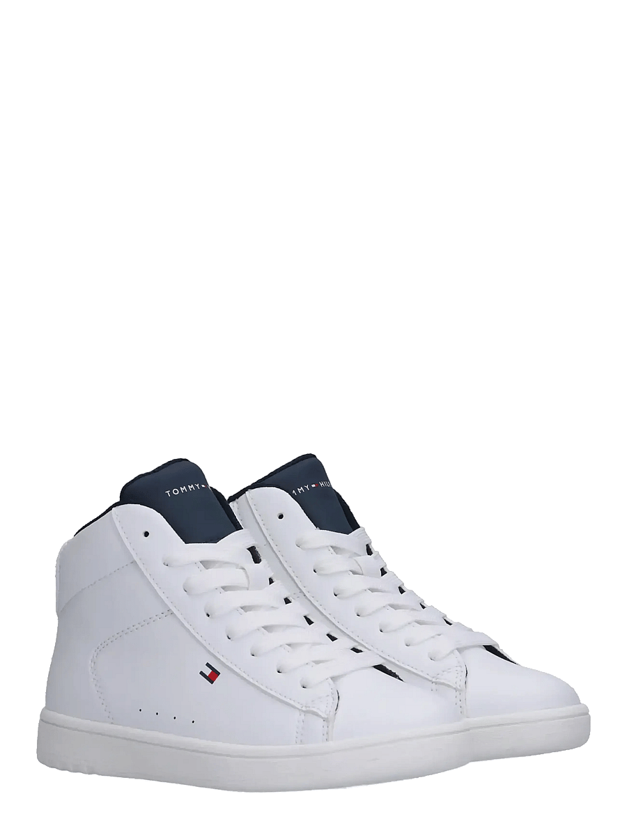 Tommy Hilfiger - TOMMY HILFIGER HIGH TOP LACE UP SNEAKERS FAUX LEATHER - white/blue - 0