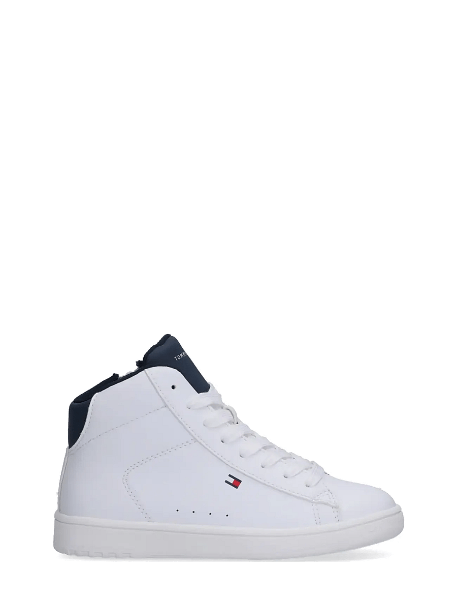 Tommy Hilfiger - TOMMY HILFIGER HIGH TOP LACE UP SNEAKERS FAUX LEATHER - white/blue - 1