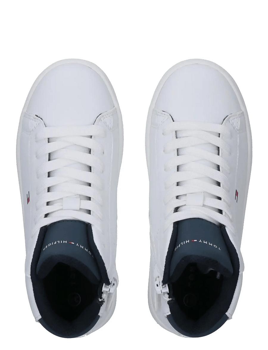 Tommy Hilfiger - TOMMY HILFIGER HIGH TOP LACE UP SNEAKERS FAUX LEATHER - white/blue - 2