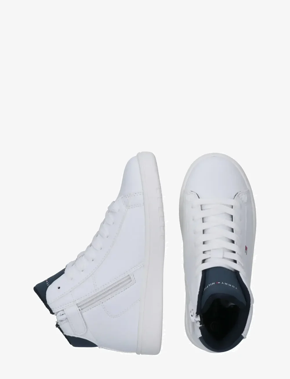 Tommy Hilfiger - TOMMY HILFIGER HIGH TOP LACE UP SNEAKERS FAUX LEATHER - höga sneakers - white/blue - 4