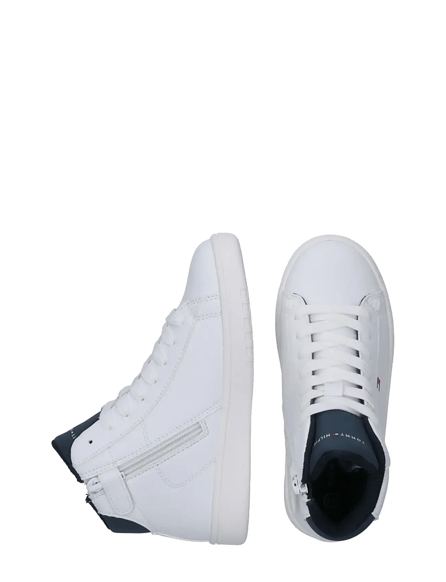 Tommy Hilfiger - TOMMY HILFIGER HIGH TOP LACE UP SNEAKERS FAUX LEATHER - white/blue - 4