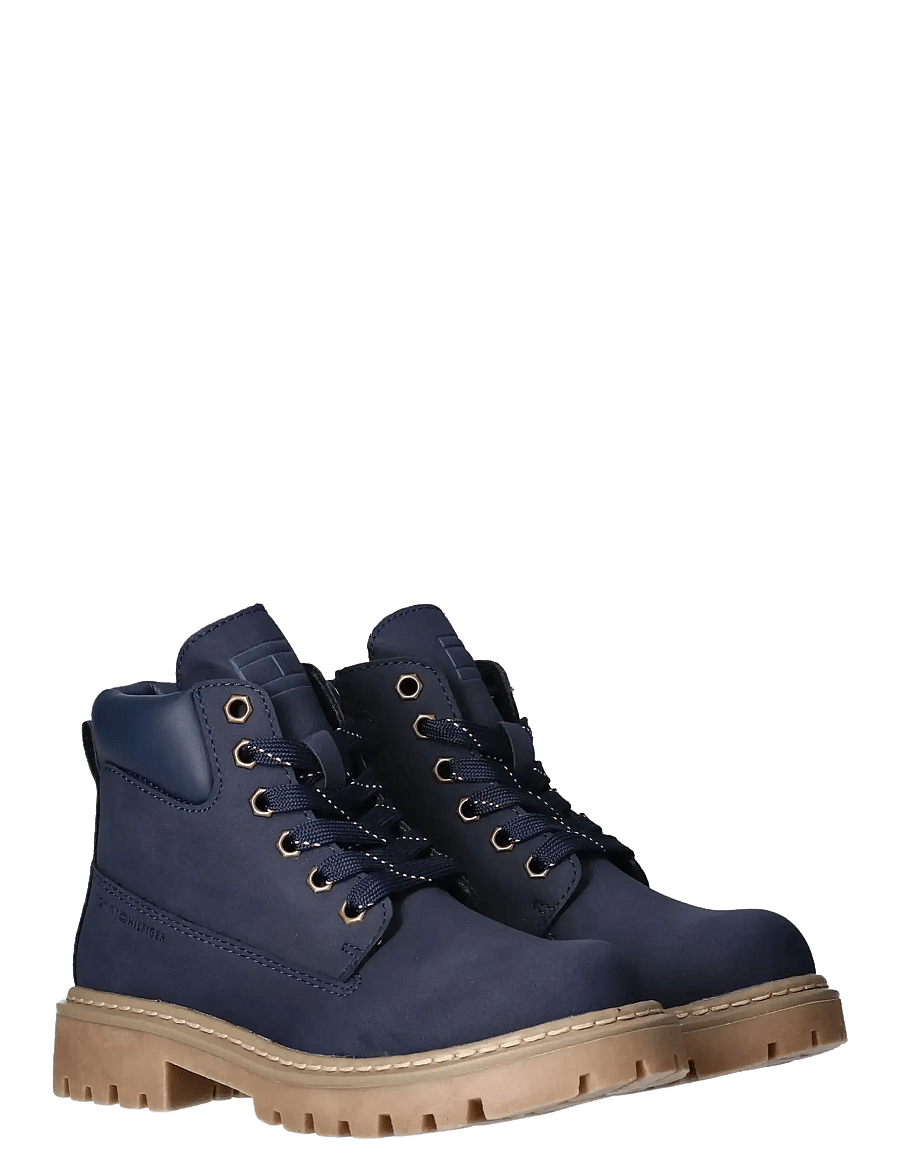 Tommy Hilfiger - TOMMY HILFIGER LACE UP BOOTIES FAUX NUBUCK/LEATHER - støvler - blue - 0