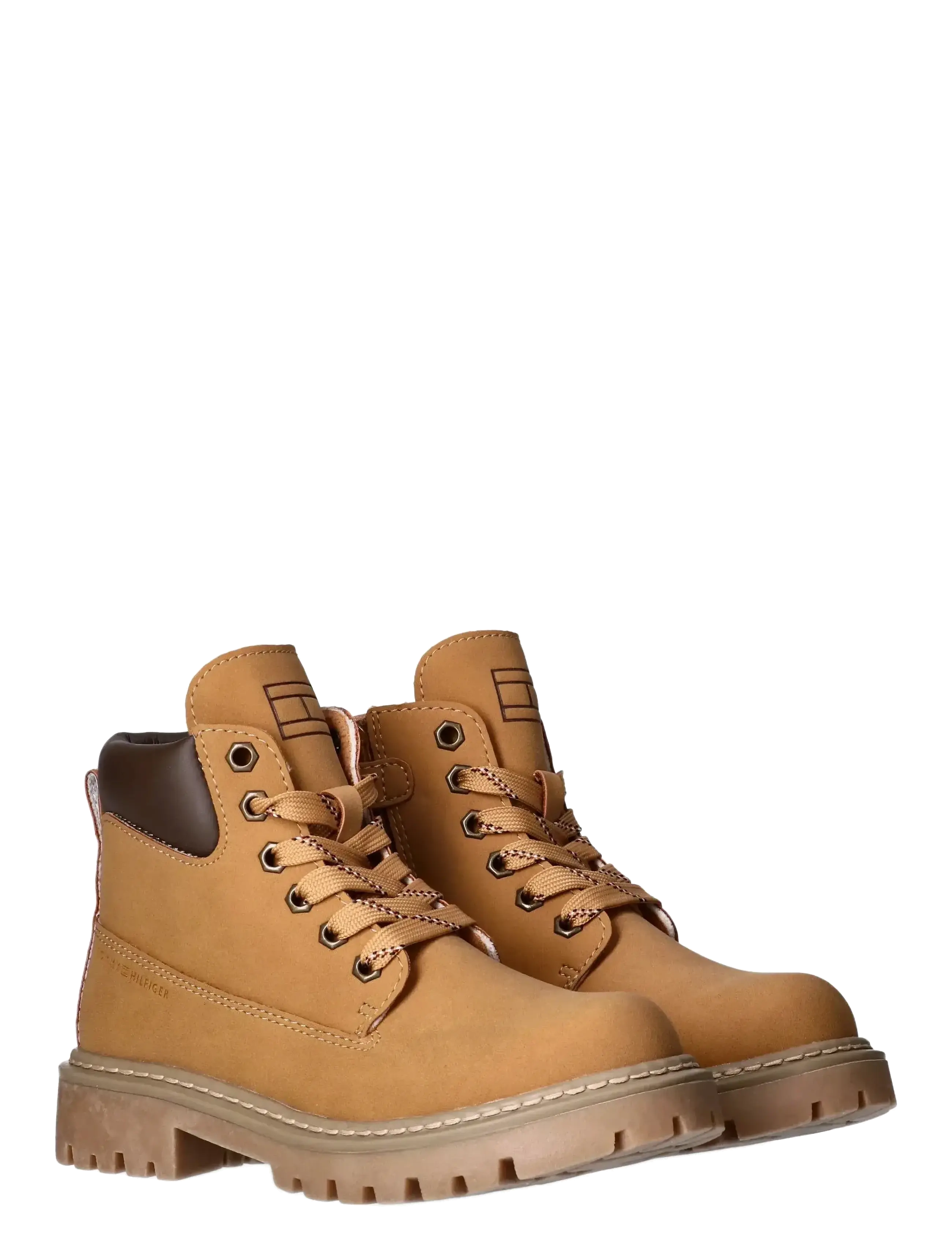 Tommy Hilfiger Tommy Hilfiger Lace Up Booties Faux Nubuck/Leather, 32/21 cm, Beige, Ankelstøvler > Støvler Med Snøre, Dame