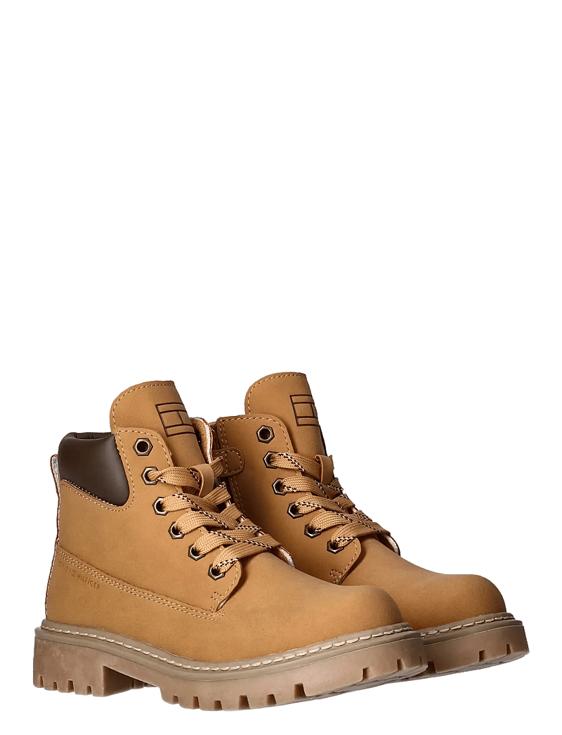 Tommy Hilfiger - TOMMY HILFIGER LACE UP BOOTIES FAUX NUBUCK/LEATHER - stiefel - ochre - 0