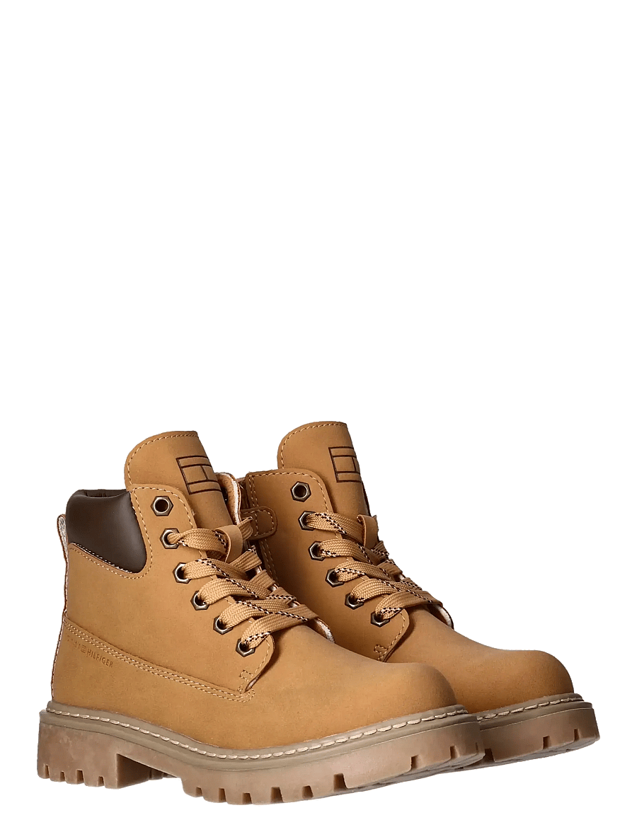 Tommy Hilfiger - TOMMY HILFIGER LACE UP BOOTIES FAUX NUBUCK/LEATHER - bottes - ochre - 0