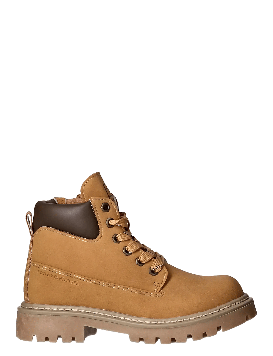Tommy Hilfiger - TOMMY HILFIGER LACE UP BOOTIES FAUX NUBUCK/LEATHER - bottes - ochre - 1
