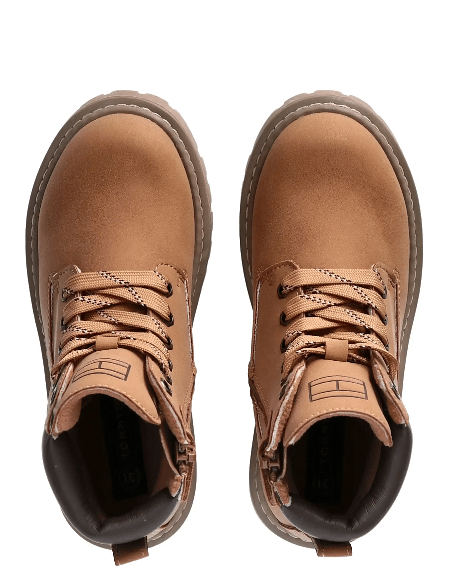Tommy Hilfiger - TOMMY HILFIGER LACE UP BOOTIES FAUX NUBUCK/LEATHER - bottes - ochre - 3