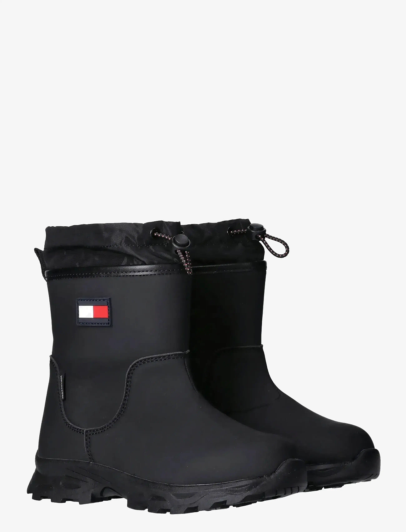 Tommy Hilfiger - TOMMY HILFIGER BOOTIES FAUX LEATHER/NYLON FABRIC - vinterstøvler - black - 0