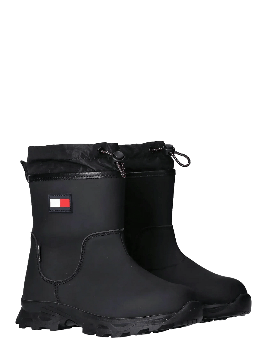 Tommy Hilfiger - TOMMY HILFIGER BOOTIES FAUX LEATHER/NYLON FABRIC - bottes d'hiver - black - 0