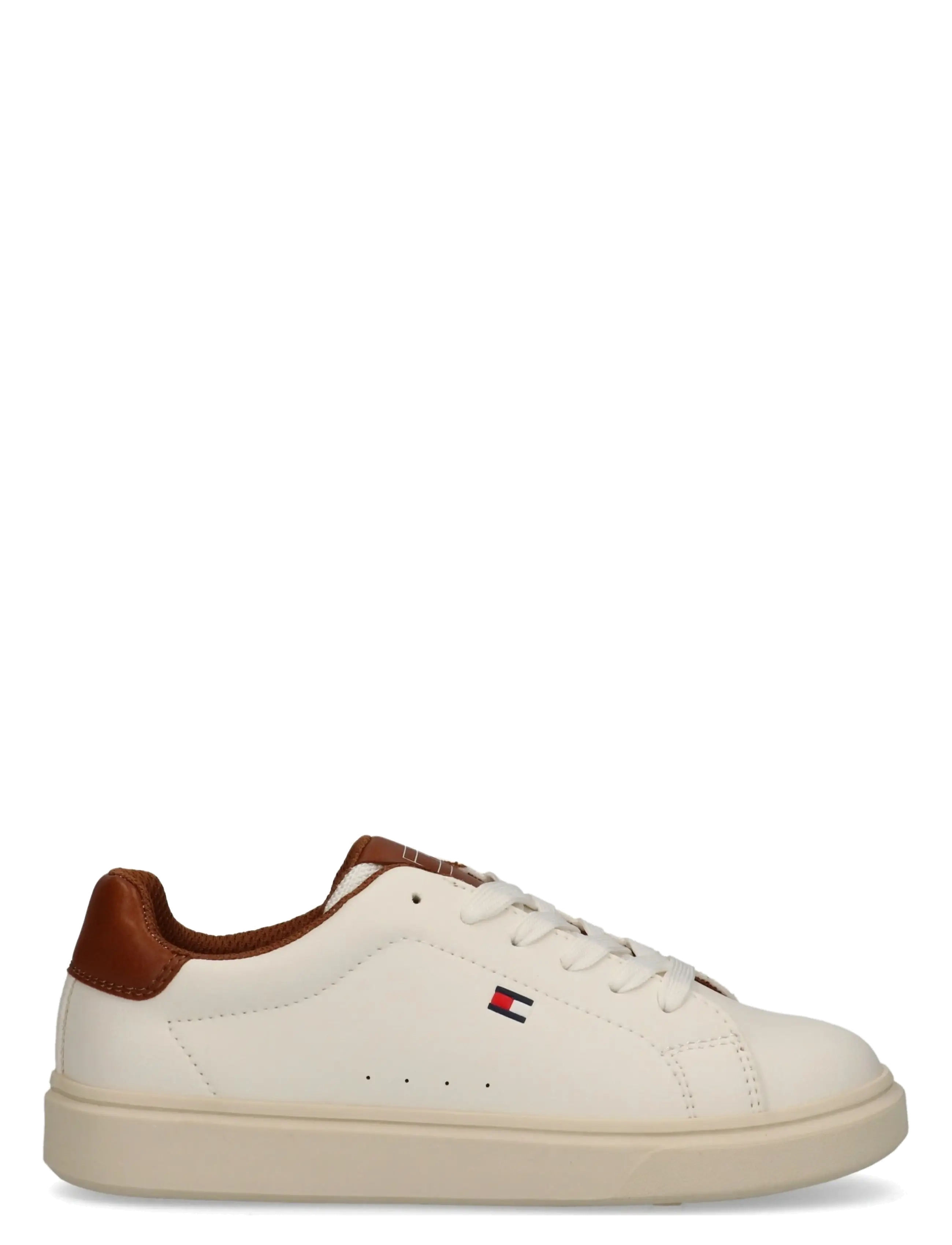 Tommy Hilfiger - TOMMY HILFIGER LOW CUT LACE-UP SNEAKER - baskets basses - off white/cognac - 1