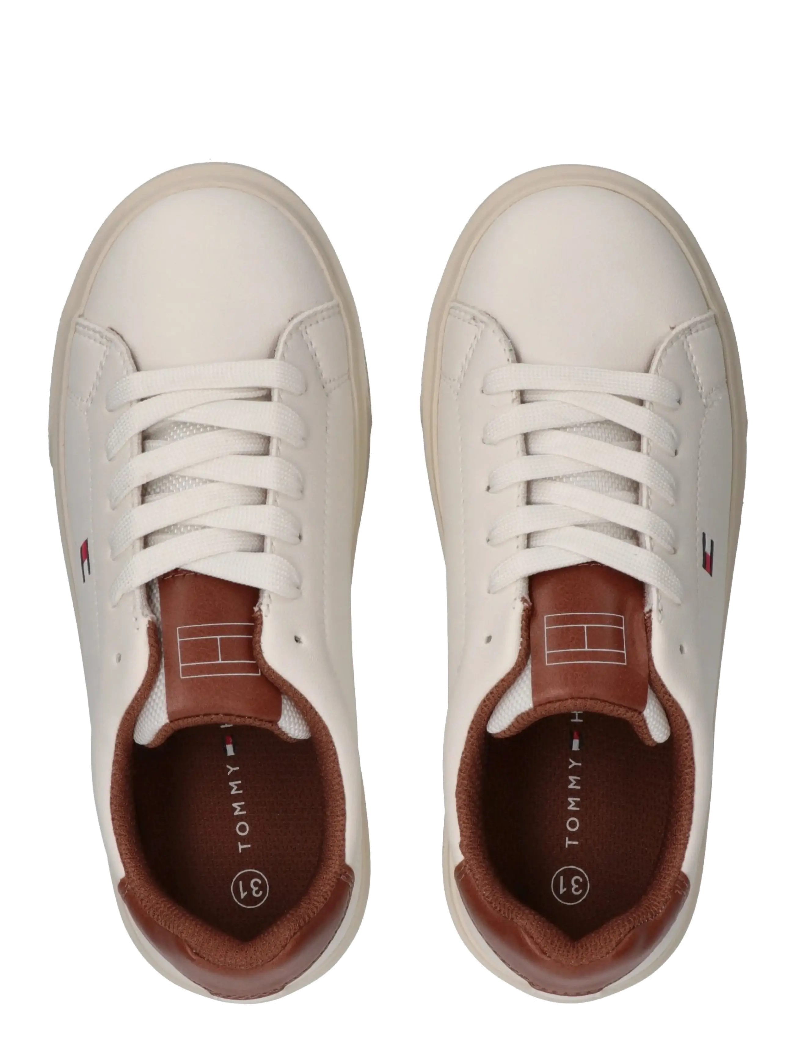 Tommy Hilfiger - TOMMY HILFIGER LOW CUT LACE-UP SNEAKER - baskets basses - off white/cognac - 2