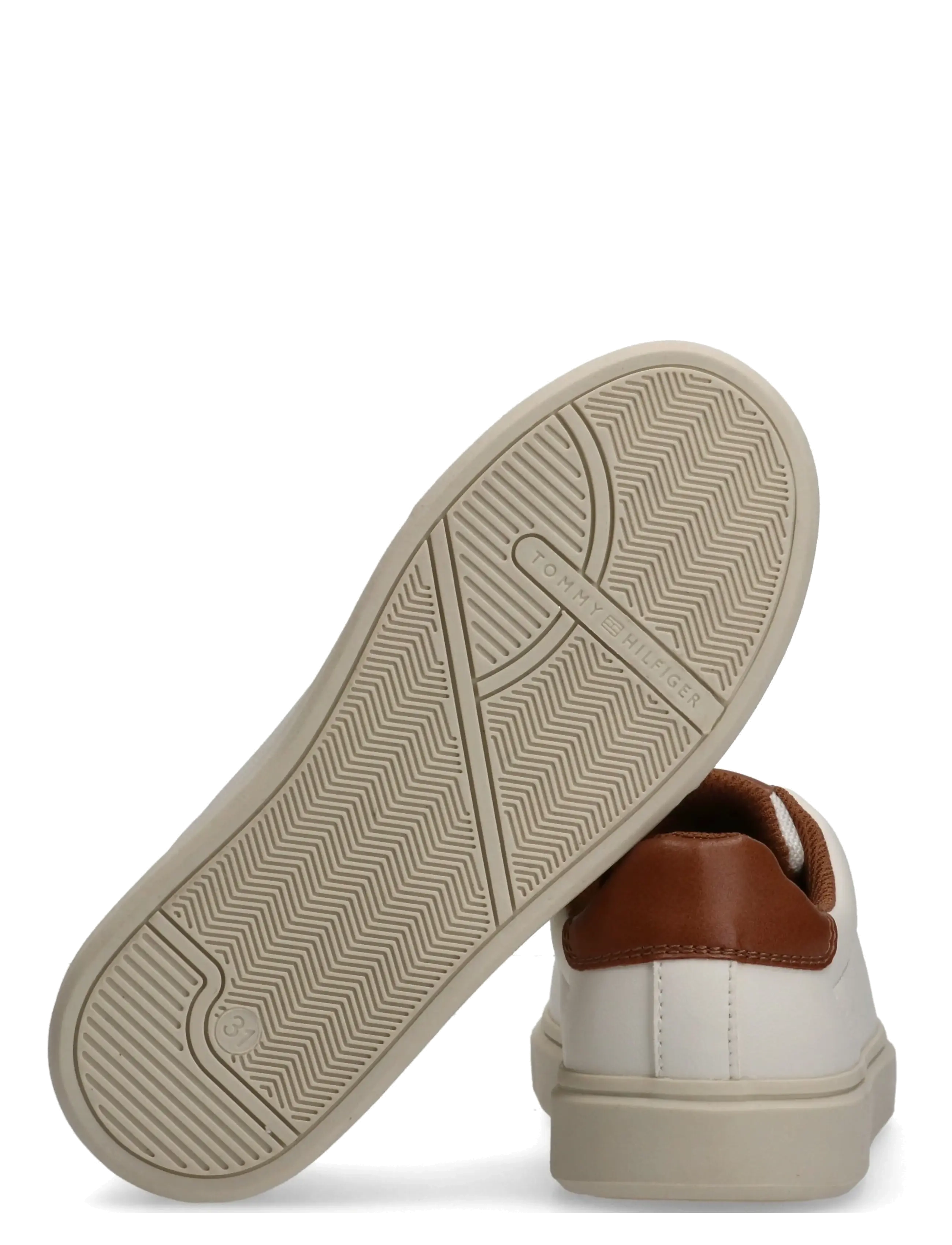 Tommy Hilfiger - TOMMY HILFIGER LOW CUT LACE-UP SNEAKER - baskets basses - off white/cognac - 3