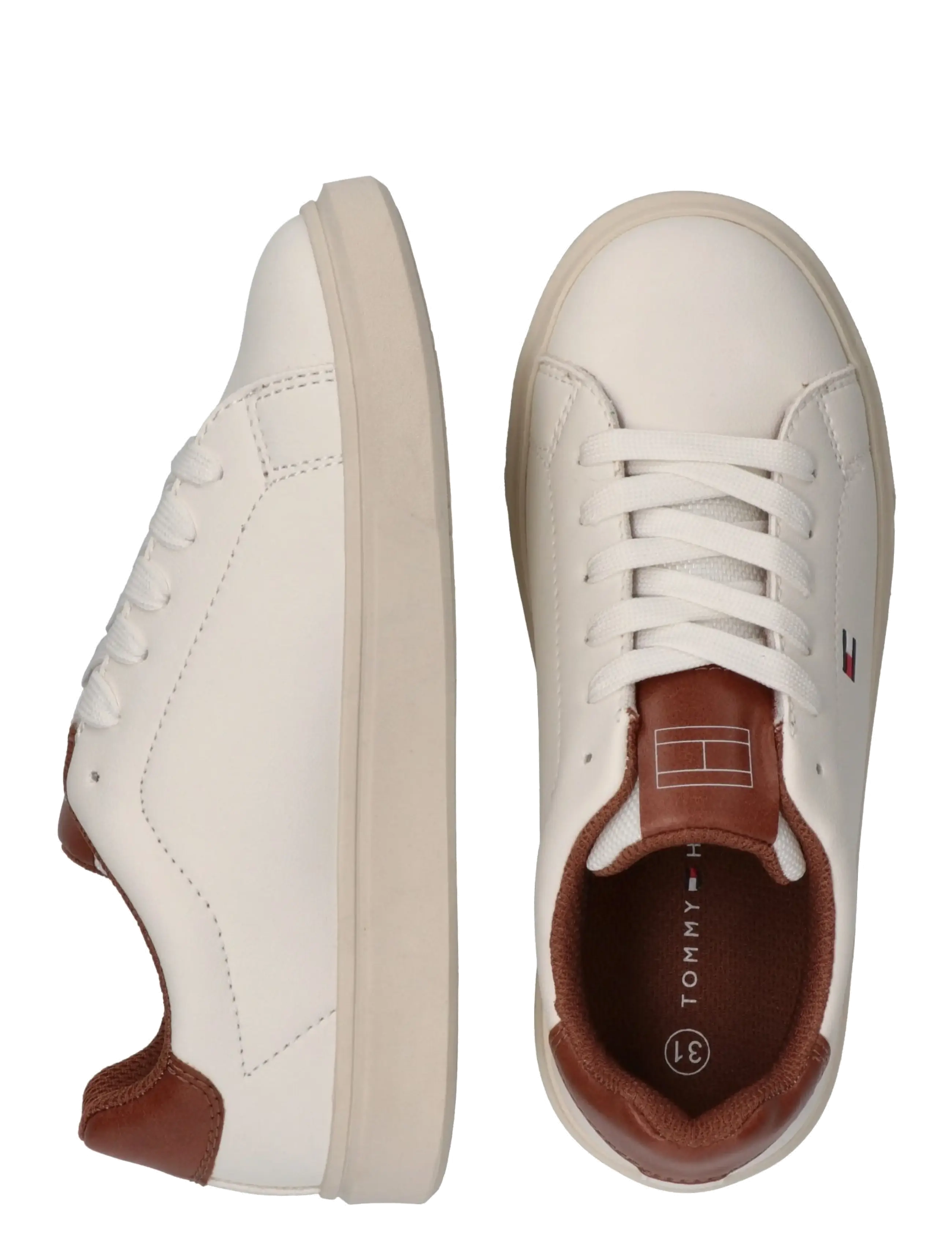 Tommy Hilfiger - TOMMY HILFIGER LOW CUT LACE-UP SNEAKER - baskets basses - off white/cognac - 4