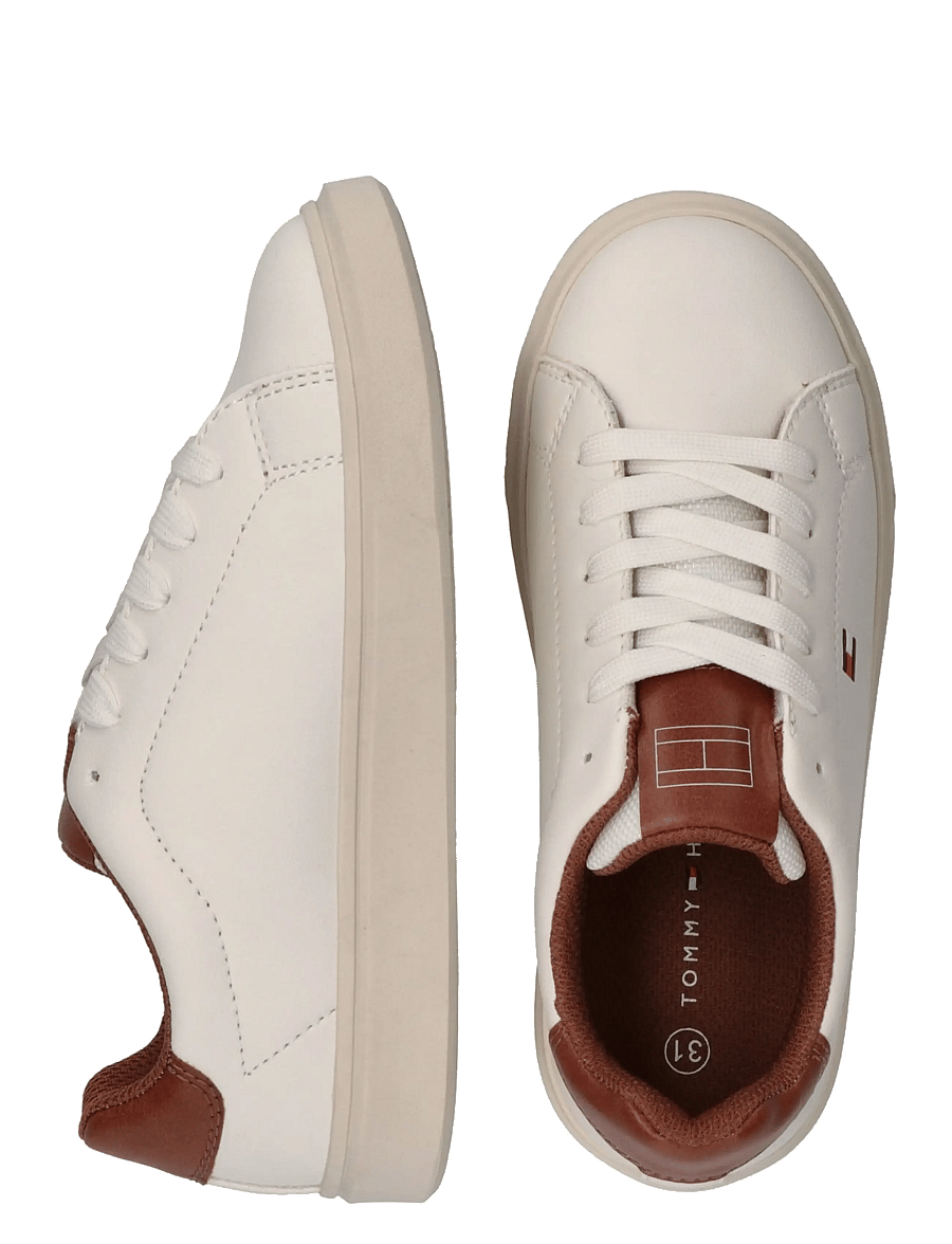 Tommy Hilfiger - TOMMY HILFIGER LOW CUT LACE-UP SNEAKER - låga sneakers - off white/cognac - 4