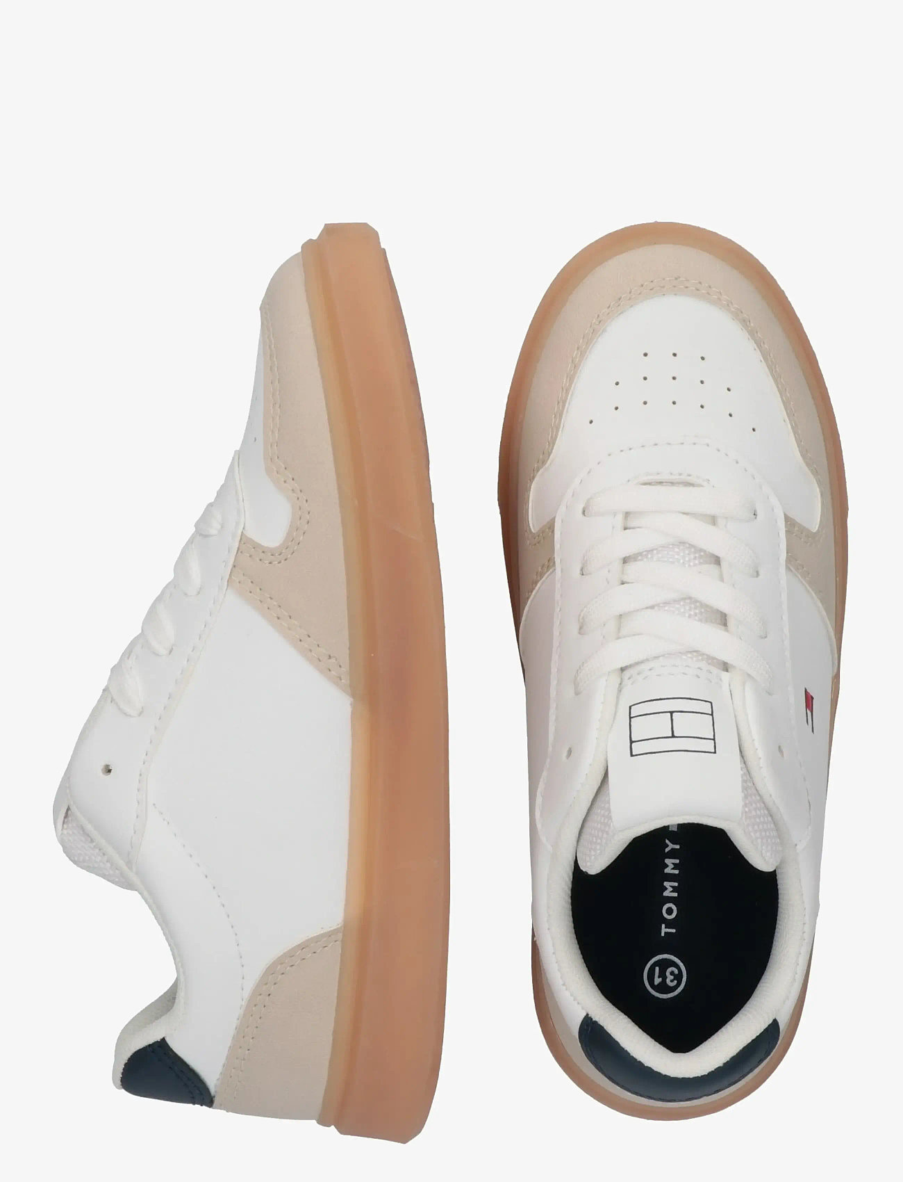 Tommy Hilfiger - TOMMY HILFIGER LOW CUT LACE-UP SNEAKER - niedriger schnitt - beige/white/blue - 4