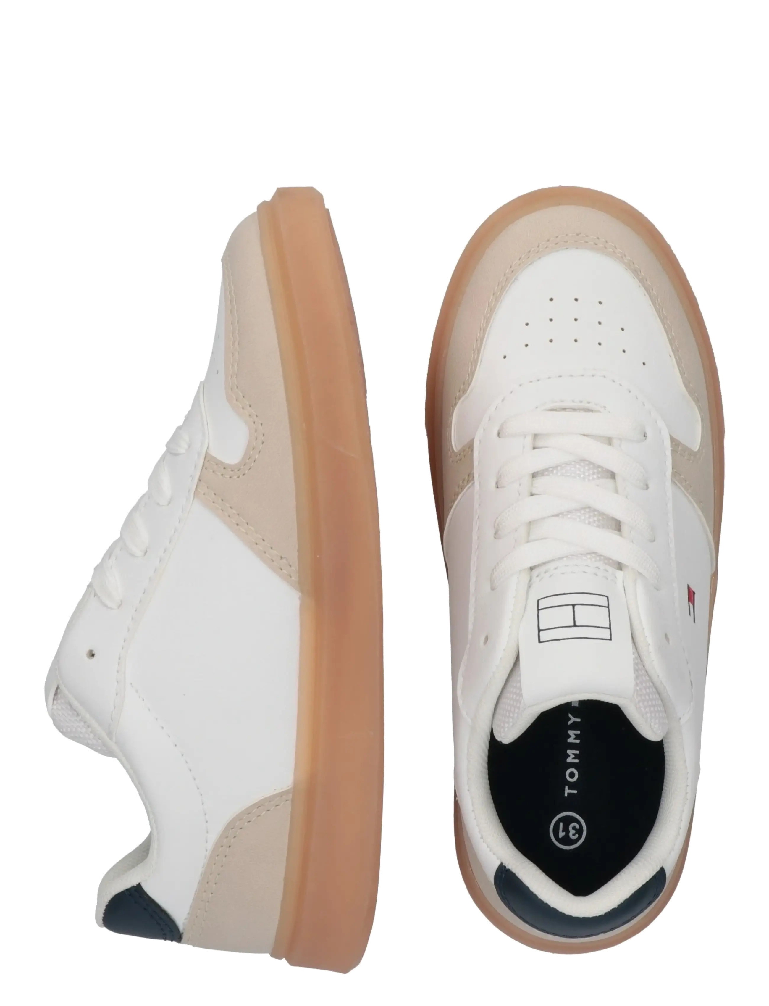 Tommy Hilfiger - TOMMY HILFIGER LOW CUT LACE-UP SNEAKER - niedriger schnitt - beige/white/blue - 4