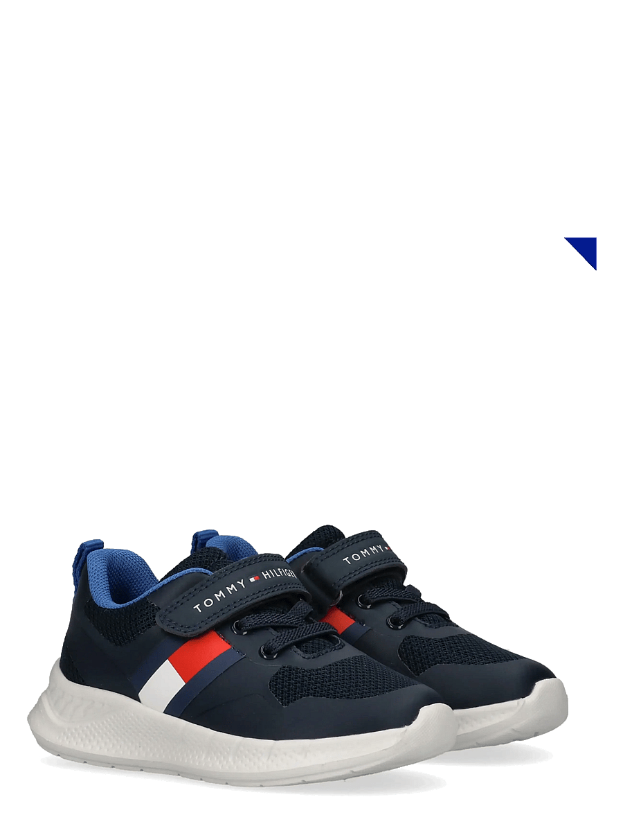 Tommy Hilfiger - TOMMY HILFIGER FLAG LOW CUT LACE-UP/VELCRO SNEAKER - matalavartiset tennarit - blue - 0