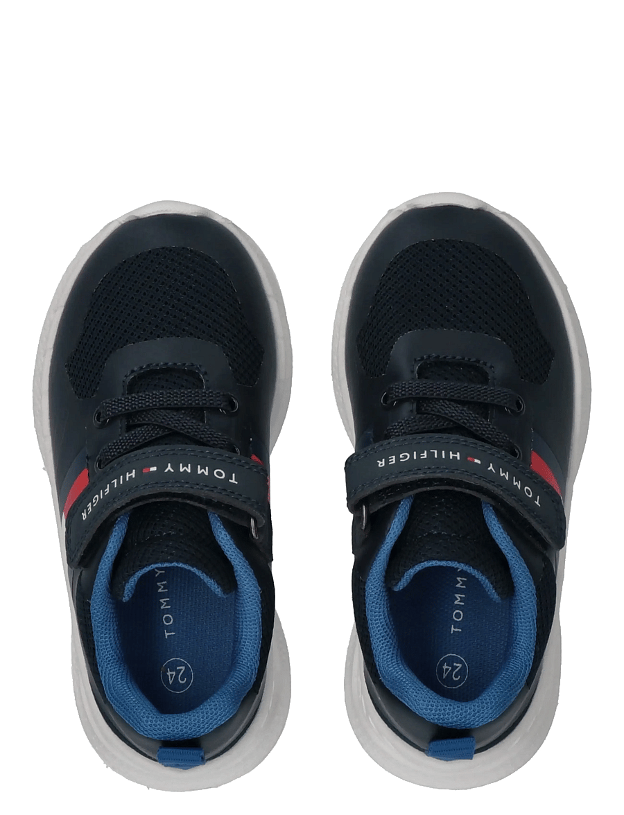 Tommy Hilfiger - TOMMY HILFIGER FLAG LOW CUT LACE-UP/VELCRO SNEAKER - matalavartiset tennarit - blue - 2