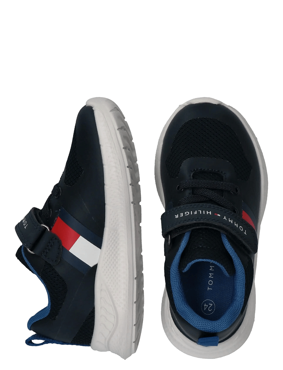 Tommy Hilfiger - TOMMY HILFIGER FLAG LOW CUT LACE-UP/VELCRO SNEAKER - matalavartiset tennarit - blue - 4