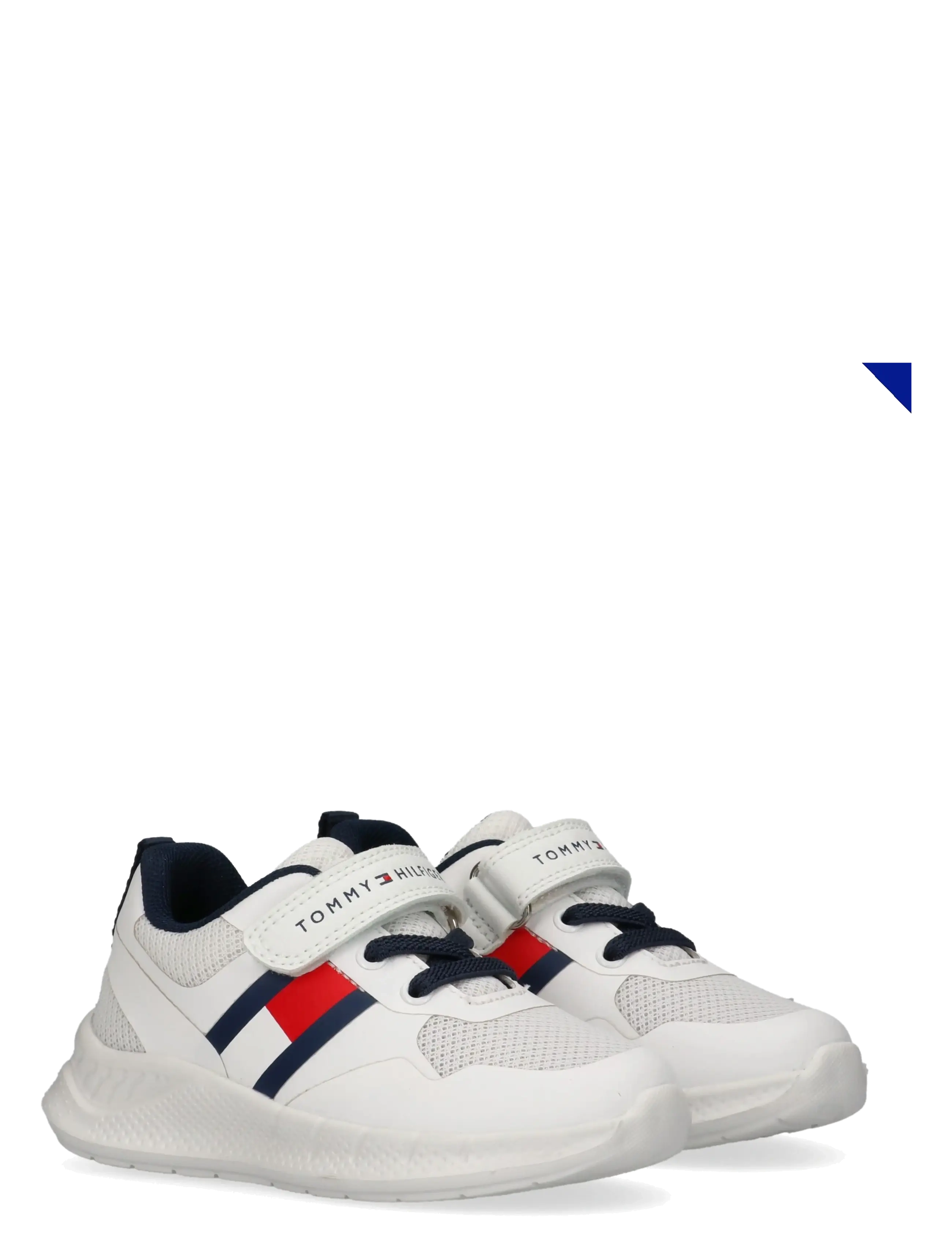 TOMMY HILFIGER FLAG LOW CUT LACE-UP/VELCRO SNEAKER - WHITE