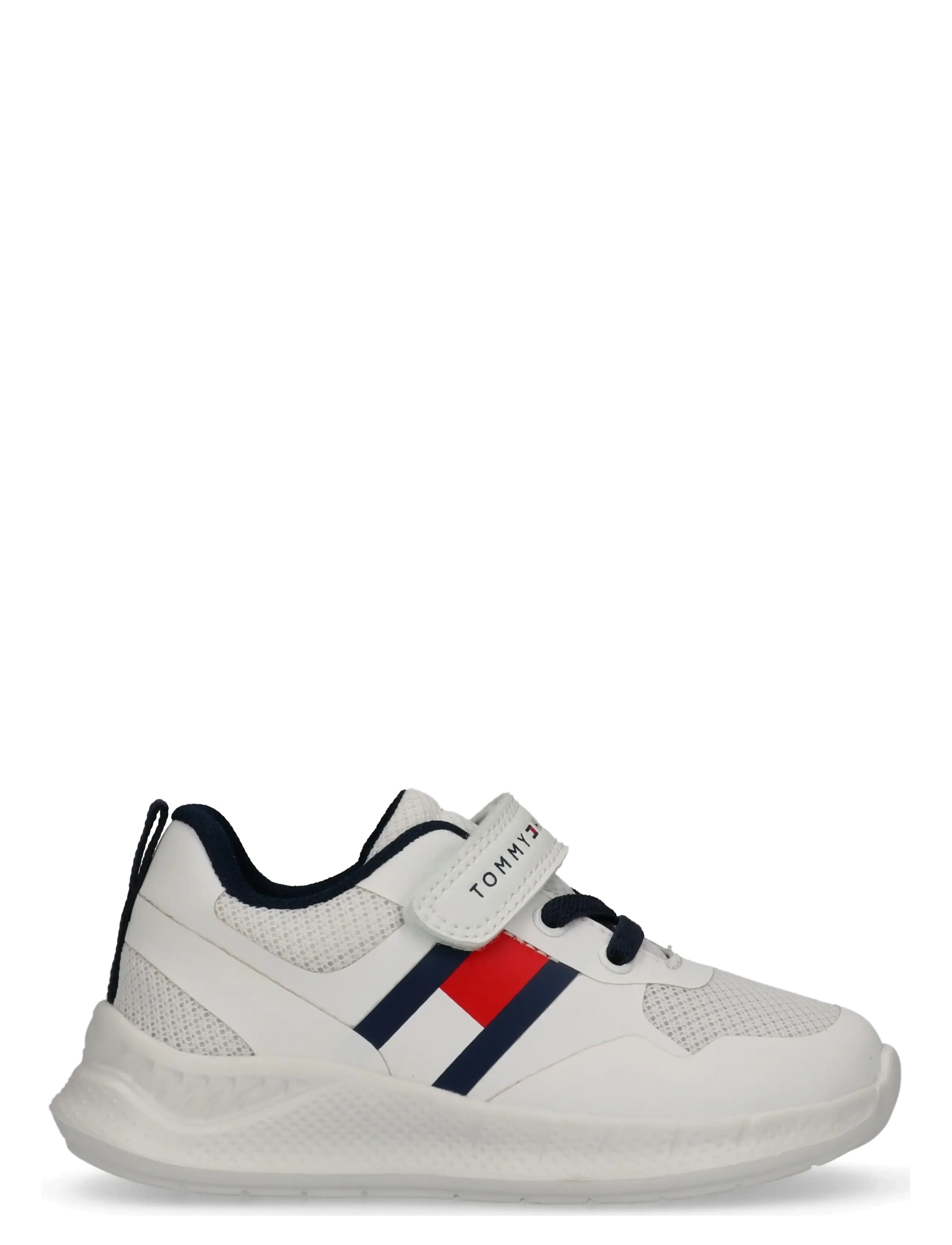 Tommy Hilfiger - TOMMY HILFIGER FLAG LOW CUT LACE-UP/VELCRO SNEAKER - lave sneakers - white - 1