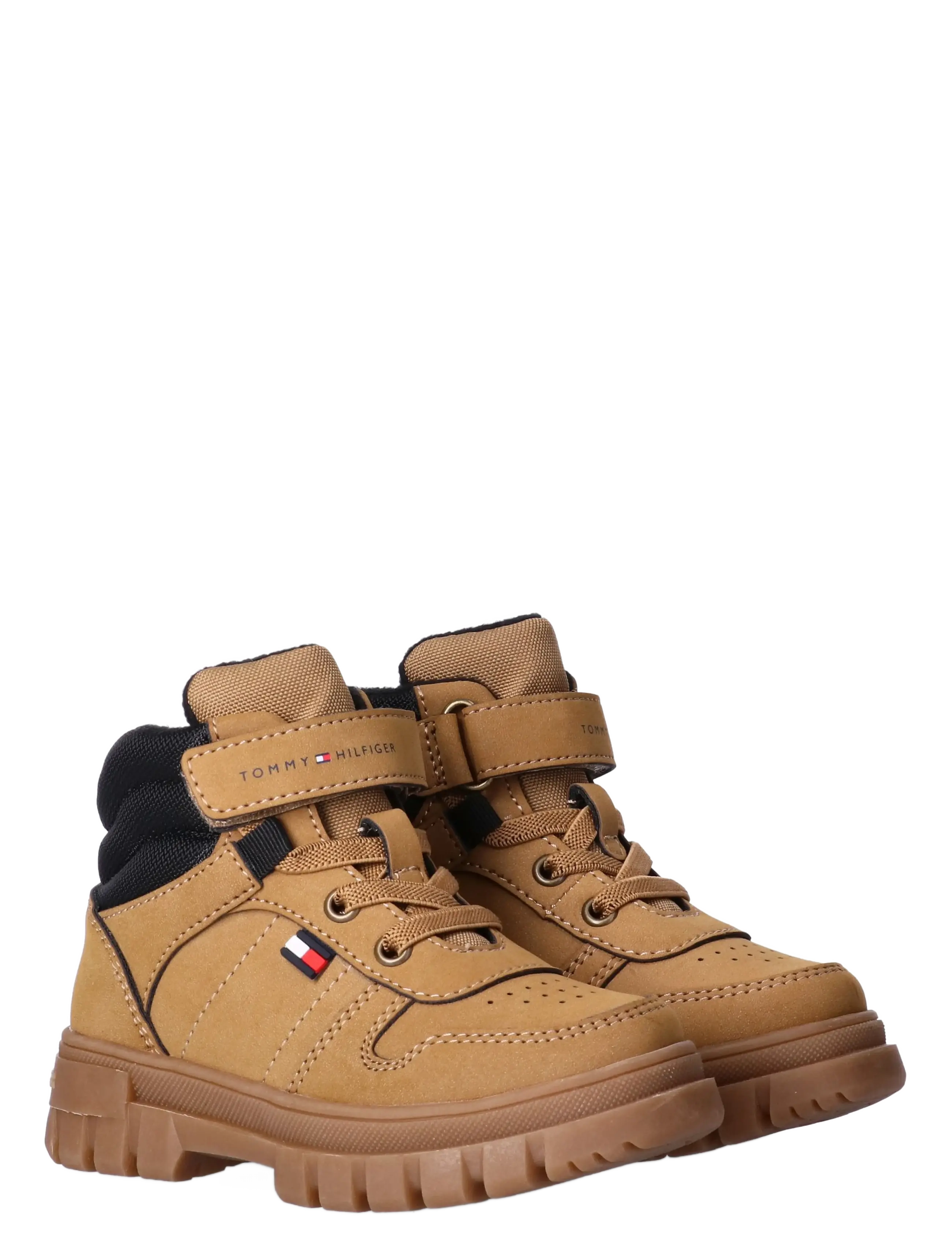Tommy Hilfiger LACE-UP/VELCRO BOOTIE CAMEL/BLACK - Jalanõud - CAMEL/BLACK / brown
