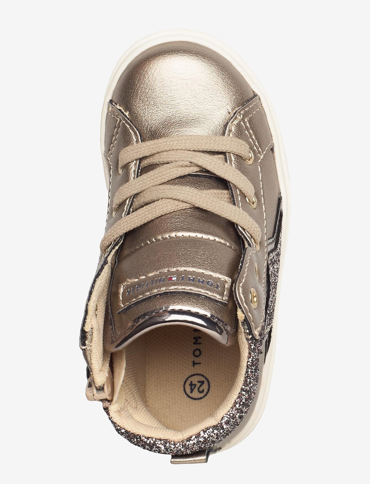 Tommy Hilfiger - LACE-UPHIGH TOP SNEAKER - metallic dark gold - 3