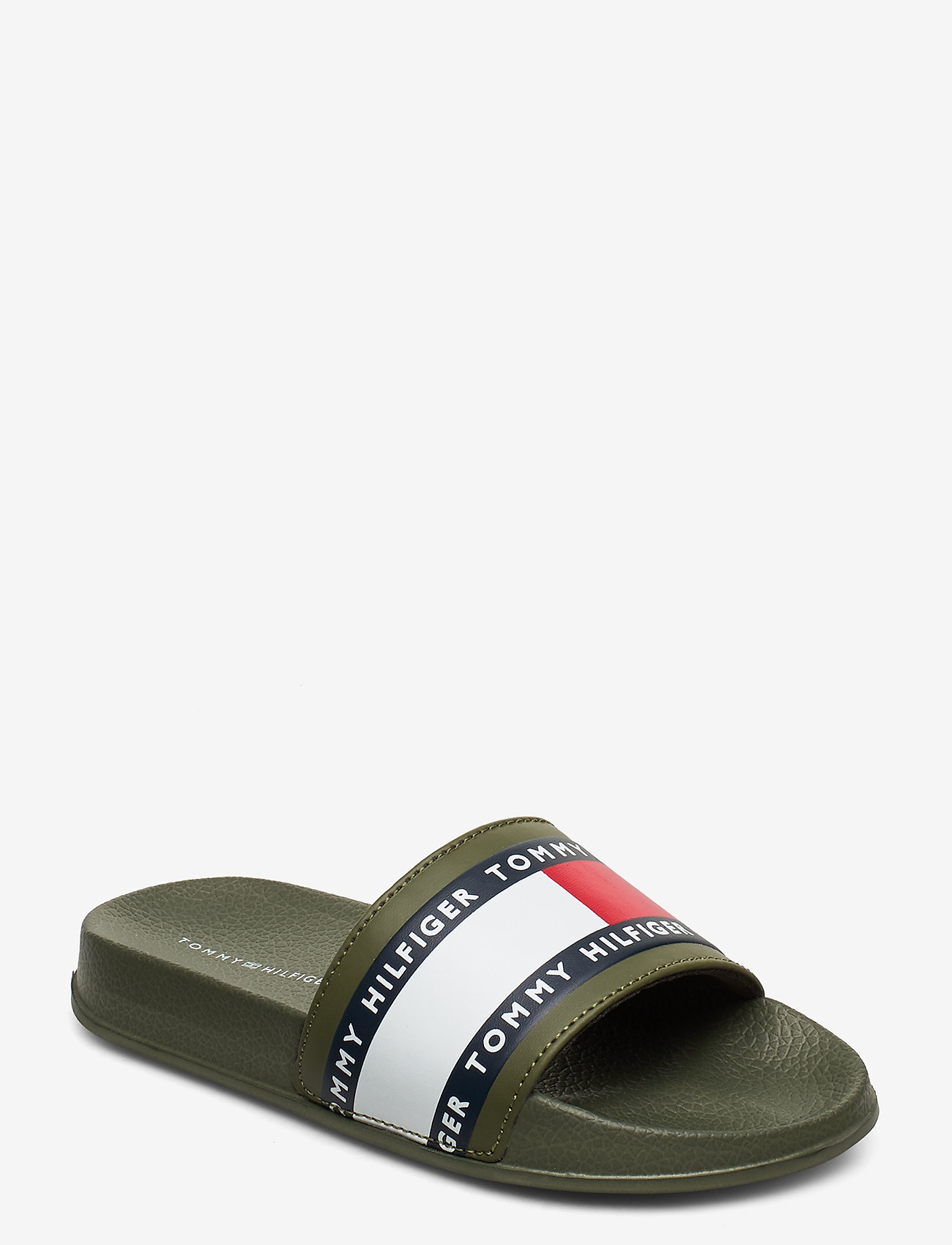 Tommy Hilfiger - FLAG PRINT POOL SLIDE WHITE - military green - 0